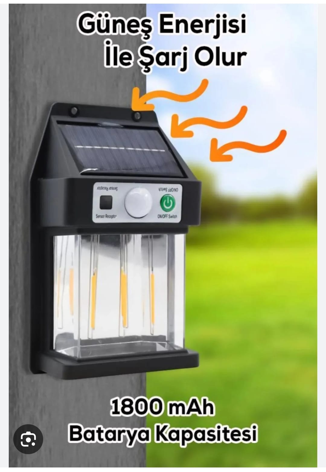 3 LEDLİ GÜNEŞ ENERJİLİ DUVAR LAMBASI